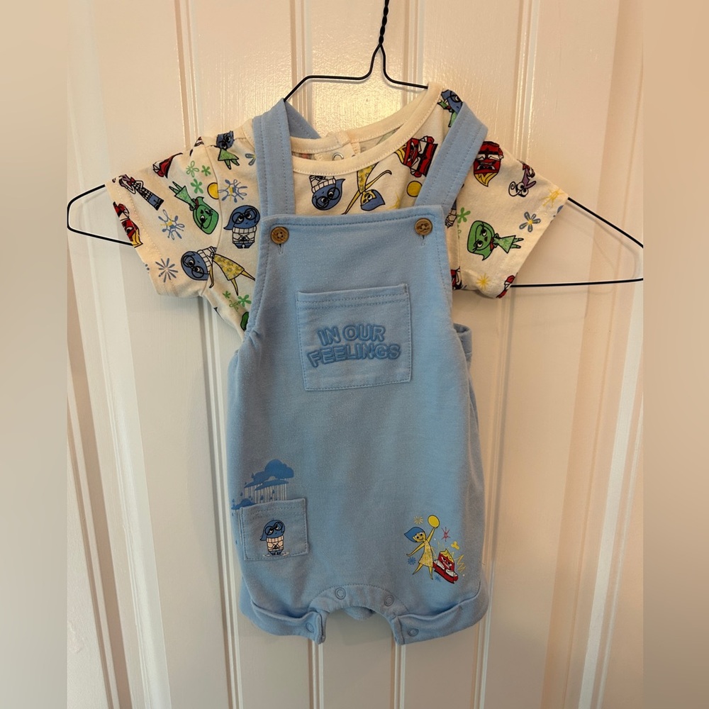 Disney Pixar Inside Out Boxlunch Baby Overalls And Tee Size 9 Months